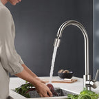 Hibbent NSF/ANSI/CAN 61 Certified 360 Degree Swivel Sink Faucet Aerator, CUPC Certification Big Angle Water Saving Dual Function Kitchen Faucet Aerator,55/64 Inch Female Thread, Brushed-Nickel