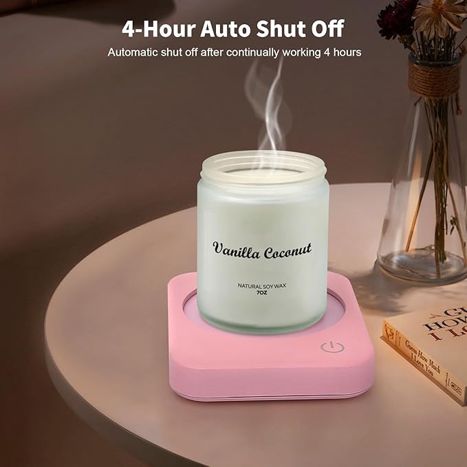 VOBAGA Coffee Mug Warmer with 4 Hours Auto Shut-Off, Coffee Warmer Plate for Office Home Desk Use with 3 Temperature Settings, Electric Cup Warmer for Cocoa,Tea, Milk, Water, for Gifts, Pink (No Cup)