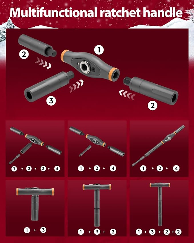 Saker 42-in-1 Magnetic Screwdriver Set for Christmas Gifts, Screwdriver Kit with T Handle & Storage Case, Gifts for Men, DIY, Furniture, Computer, and Bicycle Repair, Grey