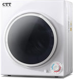 CTT 3.5 Cu. Ft. Clothes Dryer, 1500W Electric Dryers for Clothes, 110V Electric Clothes Dryer with Stainless Steel Drumble for 13.2 lbs. with 4 Automatic Drying Modes (White)