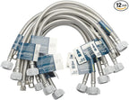 (12pcs 20 inch) PLUMBINGMASTER Toilet Water Supply Line,3/8" Comp x 7/8" BC Braided Stainless Steel Toilet Supply Line,Toilet Connector Hose with Anti-Leaking Brass Nut