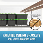 MonsterRax Overhead Garage Storage Rack - 4 x 8 Ceiling Racks for Garage, Organization Shelving, Hanging Shelf, Grey, 24"-45" Height Adjustment