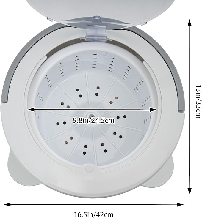 Mini Portable Washing Machine, 2 in 1 Hand Cranked Manual Clothes Non-Electric Washing Machine and Spin Dryer, 9L Capacity Washer/Dryer for Camping, Apartments, RV's, Outdoor (White Large)