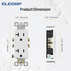 ELEGRP Glossy White Decorator Electrical Wall Outlet Receptacle, 20A 125V Standard Outlets, 2 Pole 3 Wire, Non-Tamper Resistant, NEMA 5-20R, Self-Grounding Wall Outlet, UL Listed, 50 Pack