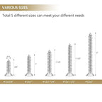 56 Pieces #12 x 3/4" 1" 1-1/4" 1-1/2" 2" Phillips Countersunk Head Self-Tapping Screws, Wood Screws Assortment Kit, 304 Stainless Steel