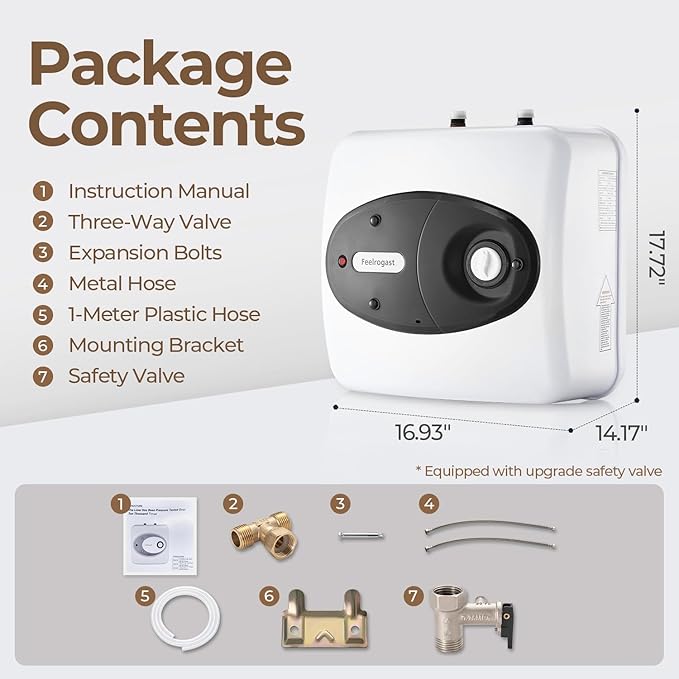 8 Gallon Electric Tank Water Heater, 120V 1500W Under Sink Instant Hot Tank Water Heater for RV, Camper, Kitchen, Food Truck, Wall or Floor Mounted, Black