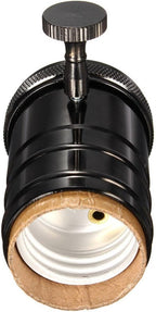 2 Pack Lamp or Fixture Replacement, E26/ E27 Solid Brass Industrial Light Socket Vintage Edison Pendant Lamp Copper Holder with Switch (Black)