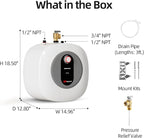 MIZUDO Electric Mini Tank Water Heater - 4.0 Gallon Point of Use Instant Hot Water Heater for RV, Camper, Kitchen, Food Truck, 120V 1440W, Under Sink, Wall or Floor Mounted, Easy to Install