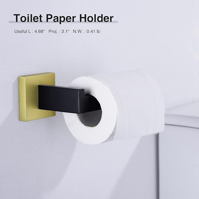 TRUSTMI Contemporary 5-Pieces Bathroom Hardware Set Stainless Steel Towel Bar Accessories Wall Mounted, Matte Black and Brushed Gold