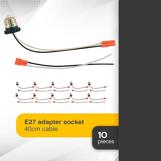 10 Pack Pigtail Light Socket Extender for E26 E27 Bulb Adapter with 15.75 Inch Cable