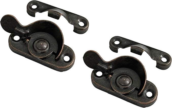 QCAA Steel Window Sash Lock, CTC 2", Antique Copper, 2 Pack