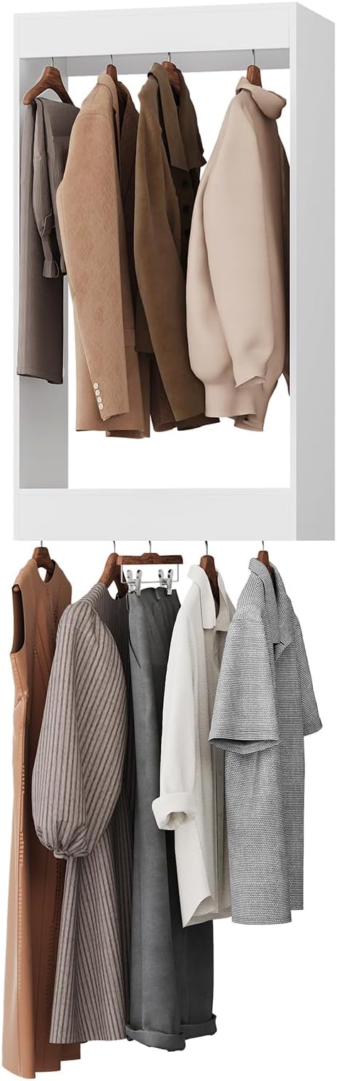 ROOMTEC 19.5" Double Hanging Closet Unit, Modular Closet System with Hanging Rod, Wardrobe Organizer for Bedroom or Walk-in Closet, Wall Mounted, Customizable Clothes Storage Unit, White