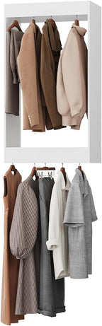 ROOMTEC 34.5" Double Hanging Closet Unit, Modular Closet System with Hanging Rod, Wardrobe Organizer for Bedroom or Walk-in Closet, Wall Mounted, Customizable Clothes Storage Unit, White