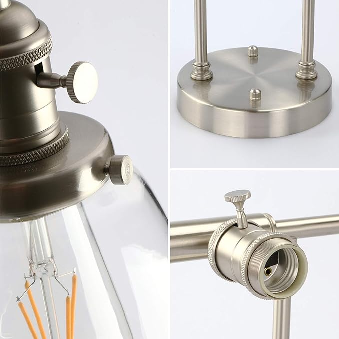 Phansthy 3-Light Wall Sconces Antique Brass Vanity Light, Industrial Wall Lamps with On Off Switch and Clear Glass Lampshade, Vintage Wall Lighting for Bathroom Living Room (Brushed, Bell Shade)