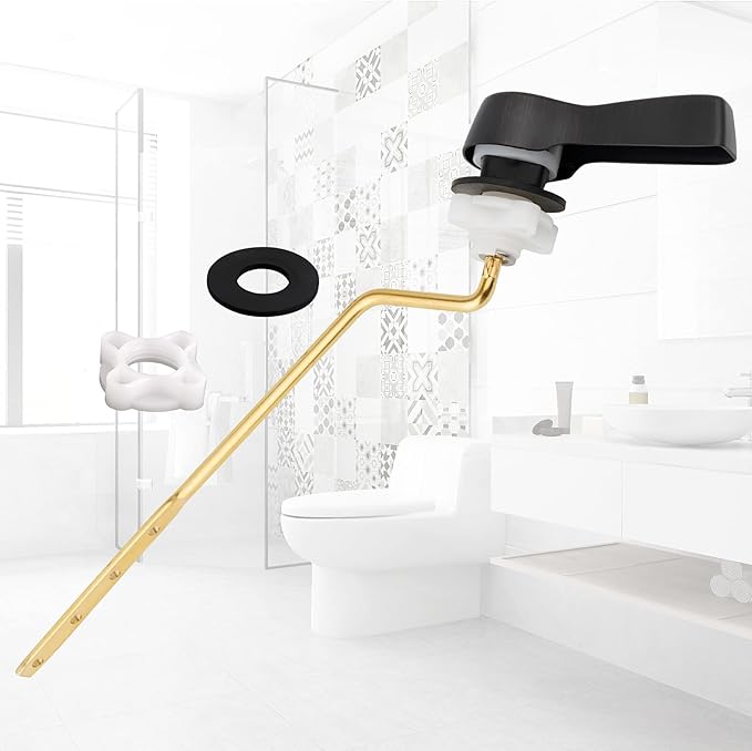 Hibbent Universal Metal Side Mount Toilet Handle Replacement Kit, Brass Toilet Flush Tank Lever with Stainless Steel Flapper Chains for Most Toilets, Oil-Rubbed Bronze