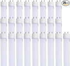 25pcs 2FT 10W T8 Tube Light White Daylight 6000k T8 LED Bulbs Household Lights Ballast Bypass G13 Base 2 Foot Milky Cover Fluorescent Tube lamp Replacement AC100-277V