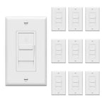 TOPGREENER Digital Dimmer Light Switch for 200W Dimmable LED/CFL Lights, Single Pole Led Slide Dimmer Switch, Neutral Wire Not Required, Wall Plate Included, UL Listed, TGDS1-W-10PCS, White,10 Pack