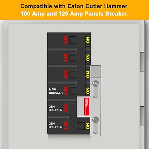 Generator Interlock Kit Compatible with Eaton Cutler Hammer 100 Amp and 125 Amp Panels Breaker,for Safe Usage of Portable Power During Outage,Professional and Interlock Kit (1)