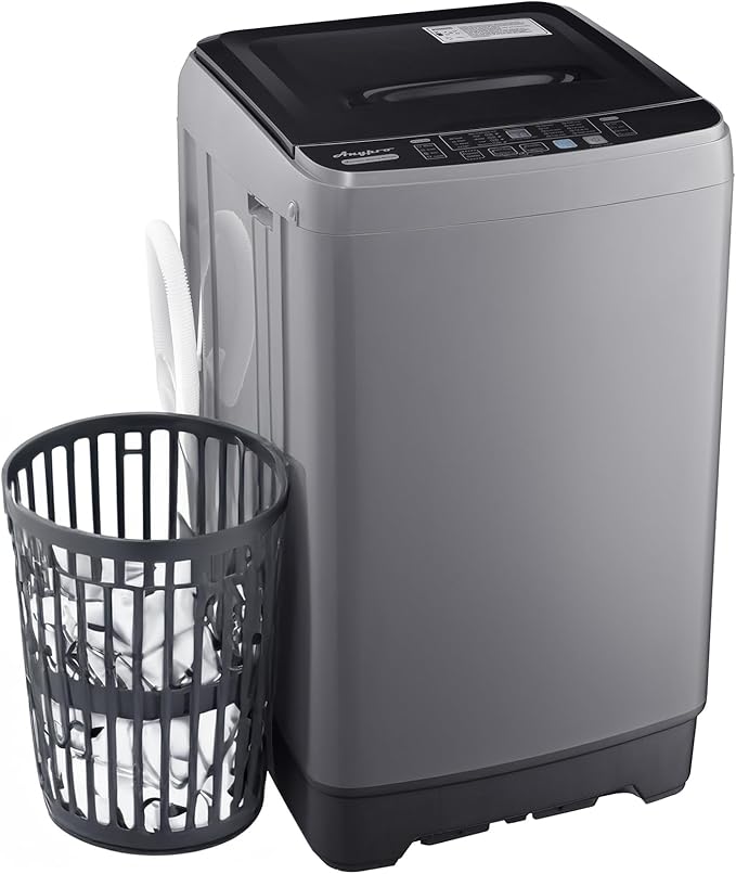 Portable Clothes Washing Machines 17.8LBS Full Automatic Washer and Spinner Combo with 10 Programs and 8 Water Levels, Compact Laundry Wash Machine for Apartment RV Dorm Home, Grey