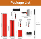 DEKEones Drywall Skimming Tools Set with 10”24”32” Skimming Blades, a Paint Roller, a Extension Pole and 3 Kinds of Putty Knife Tools for Smoothing Wall and Ceiling