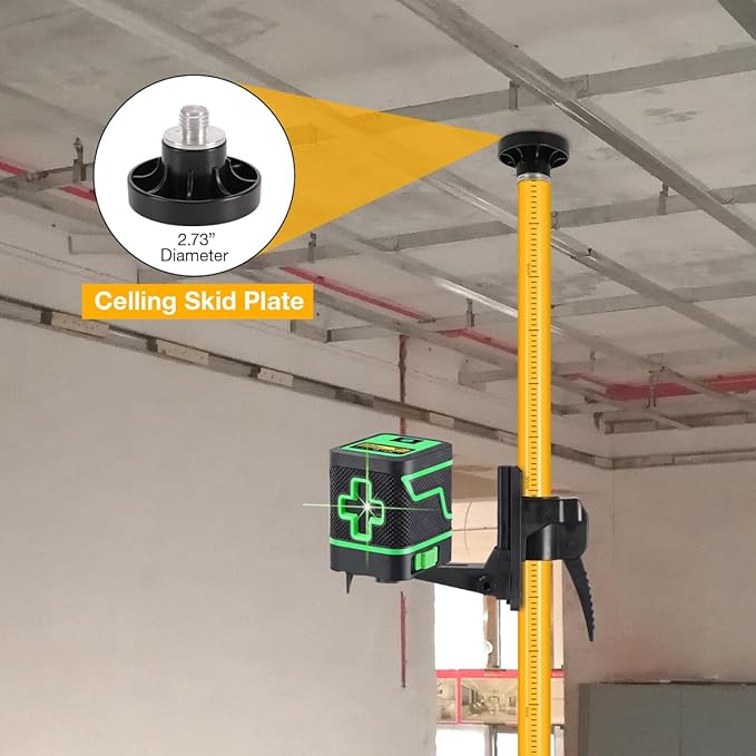 12 Ft./3.7M Laser Level Pole, Telescoping Laser Pole with Tripod and 1/4-Inch by 20-Inch Laser Mount, 5/8"-11 Threaded Adapter, Adjustable Laser Level Mounting Pole for Rotary and Line Lasers