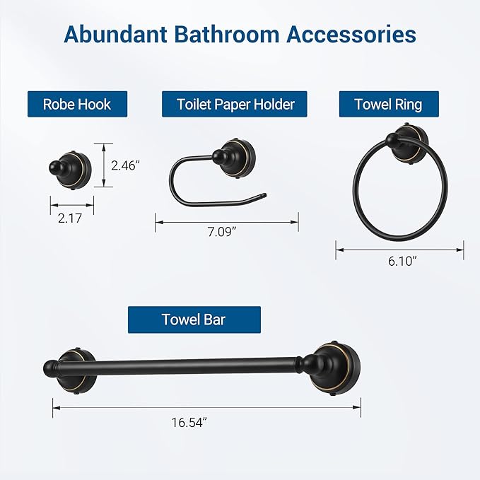 DEWENWILS Bathroom Light Fixtures, 5-Piece All-in-One Bathroom Vanity Lights Over Mirror, 3-Light Bath Wall Mount Sconce with Clear Glass Shade, Towel Bar, Ring, Robe Hook, Toilet Paper Holder