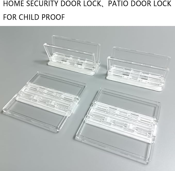 Sliding Door Lock Window Locks - 4-Pack, Childproof Sliding Glass Door Stopper, Home Security Door Lock、Patio Door Lock for Child Proof (Clear-4 Pack)