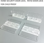 Sliding Door Lock Window Locks - 4-Pack, Childproof Sliding Glass Door Stopper, Home Security Door Lock、Patio Door Lock for Child Proof (Clear-4 Pack)