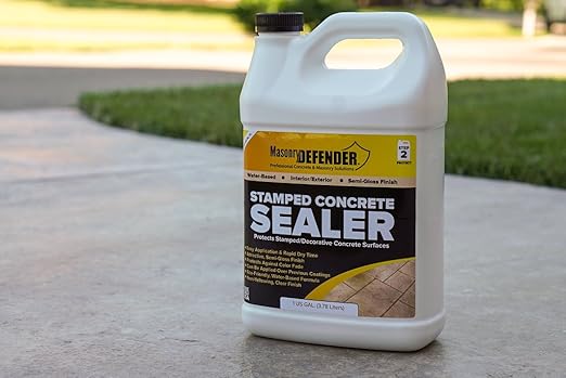 Stamped Concrete Sealer, 1 Gal - Clear, Water-Based, Satin Finish Sealer for Decorative Concrete Surfaces