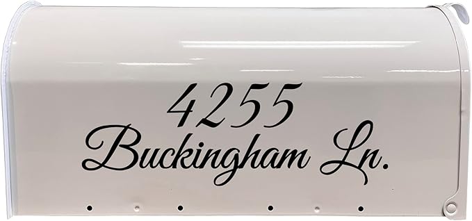 VWAQ Mailbox Address Decal Set of 2 - Insert Street Name & Address Personalized Decals CMB7 (Black, 19"W X 6.5"H)