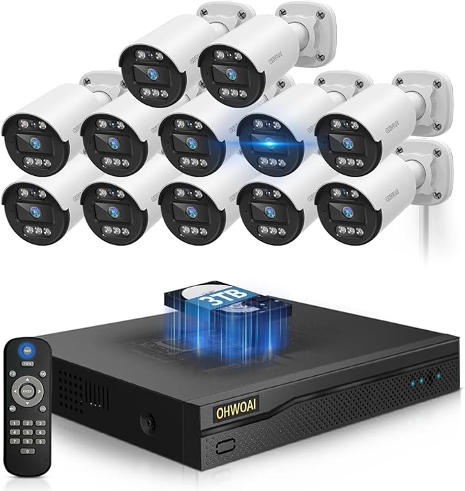 《122°Wide Angle & 80FT Night Vision》Outdoor Wired Security Camera System,CCTV Cameras Outside, Home Video Surveillance Systems