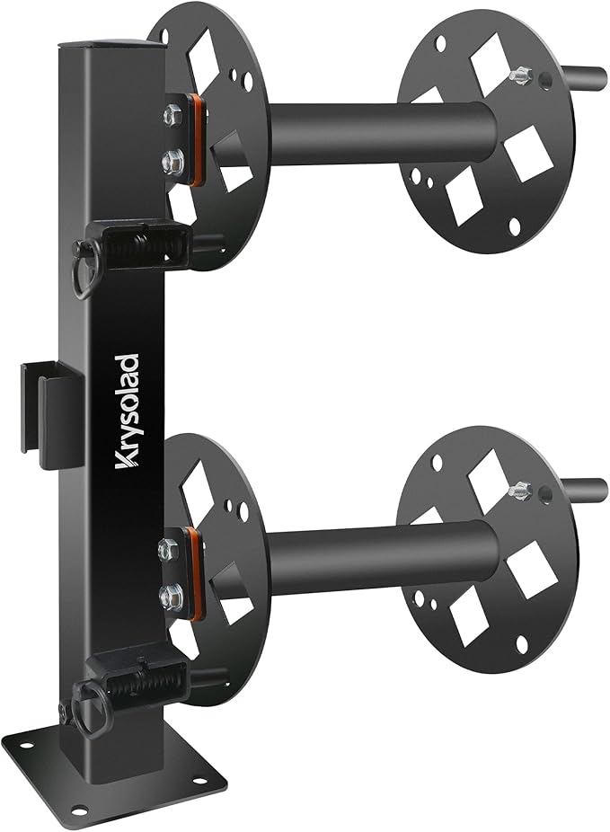 Heavy Duty Double Welding Cable Lead Reel, 10" Lockable Welding Lead Reel with 360° Rotatable Base and Metal Pin, Accommodates 150 Feet of 1/0 and 125 Feet of 2/0 Cable