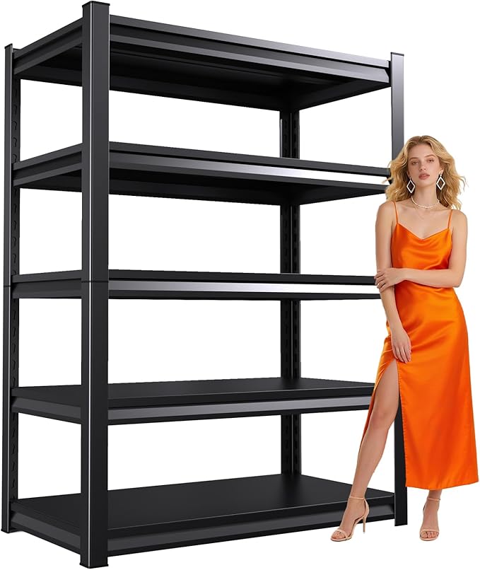 72 ”H Garage Shelving Heavy Duty, Garage Storage Shelves 2500LBS Industrial Shelving Unit, Adjustable Metal Shelving, Steel Garag Organizer, Rack Shelf for Basement, 72 ”H×36”W×12”D