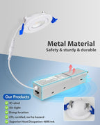 Adetu 2 Inch 5CCT Gimbal Led Recessed Lighting with Junction Box, 360°+90° Adjustable Recessed Can Lights, 2700K/3000K/3500K/4000K/5000K Selectable, 5W Eqv 50W, 550LM Brightness - ETL (White,6 Pack)