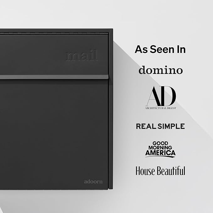 Wall Mount Mailbox - Large, Anti-Theft Locking Mailbox, Weatherproof Mailboxes for Outside The House, 18.5" H x 15" L x 7.5" D (Black)