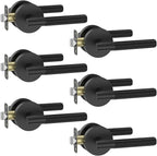 Asidrama 6 Pack Passage Door Handles, Door Lever with Door Knobs Indoor for Bedroom or Bathroom, Heavy Duty Black Door Handles Interior with Locks for Left Right Sided Doors