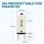 NuIth Manual Reset 25A Mini Fuse Circuit Breakers, E73 Low Profile ATM Circuit Breaker Blade Fuse DC 28V Resettable Standard Blade Fuses for Car Truck RV Marine (2PCS-25A)