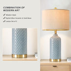 24.25" Modern Ceramic Blue Lamps for Living Room & Bedside, Farmhouse & Boho Style, Coastal & End Table Lamps