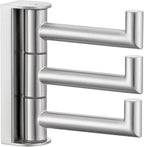 Angle Simple Swivel Towel Hook 3 Arms, SUS 304 Stainless Steel Foldable Robe Towel Hook for Bathroom, Wall Coat Holder, Brushed Nickel