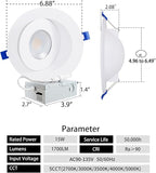Adetu Led Recessed Lighting 6 inch, 360°+90° Adjustable Directional Gimbal 6 inch Led Recessed Light, 2700K-5000K 5CCT Dimmable Retrofit Eyeball Can Recessed Lights with Jbox, ET (White, 6 Pack)