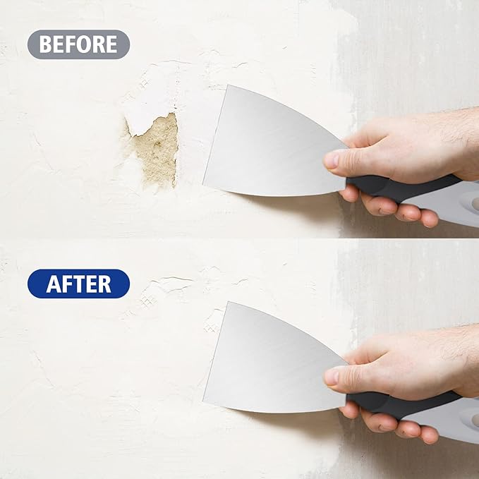 Mister Rui Paint Scraper, 2 Inch Metal Small Putty Knife Scraper Tool for Wood, Stainless Steel Knife Paint Scraper with Hammer End, 2 Inch Paint Scraper Tool Taping Knife