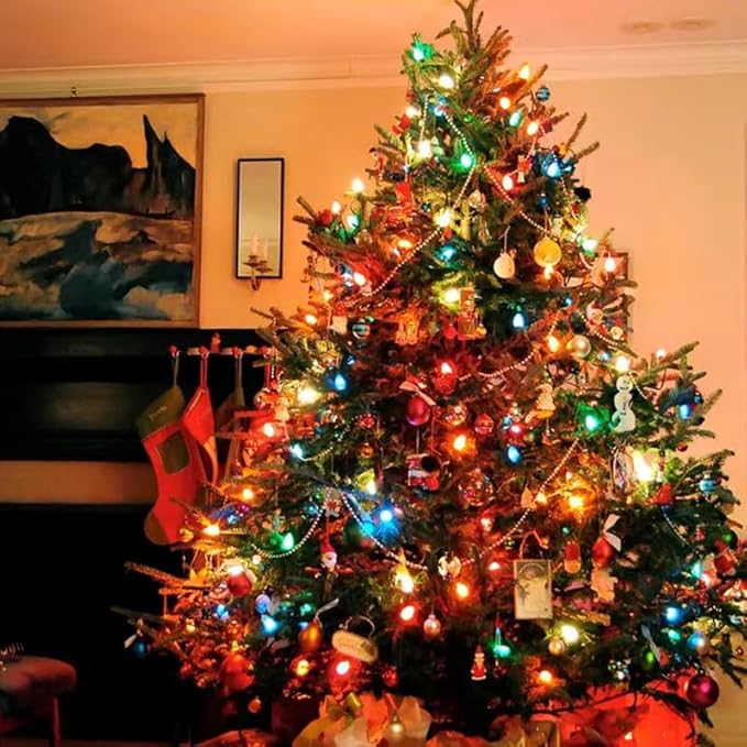 25 Pack C9 LED Replacement Christmas Light Bulbs, E17 Base Led Bulb Outdoor Christmas Lights, Waterproof Commercial Grade Holiday Decoration Replacement Bulbs for String Lights (Red)