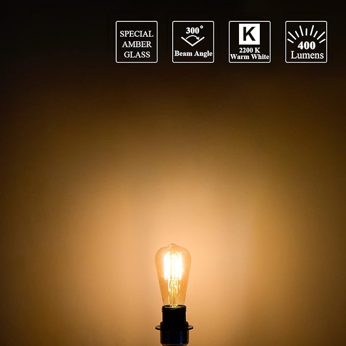 MASTERY MART Dimmable Vintage E26 LED Light Bulb, 2200K Warm White, 5.5W 60W Equivalent, Glass ST19 Antique Edison Style, 400 LM, Decorative Filament Bulb, UL and Energy Star, 10 Pack