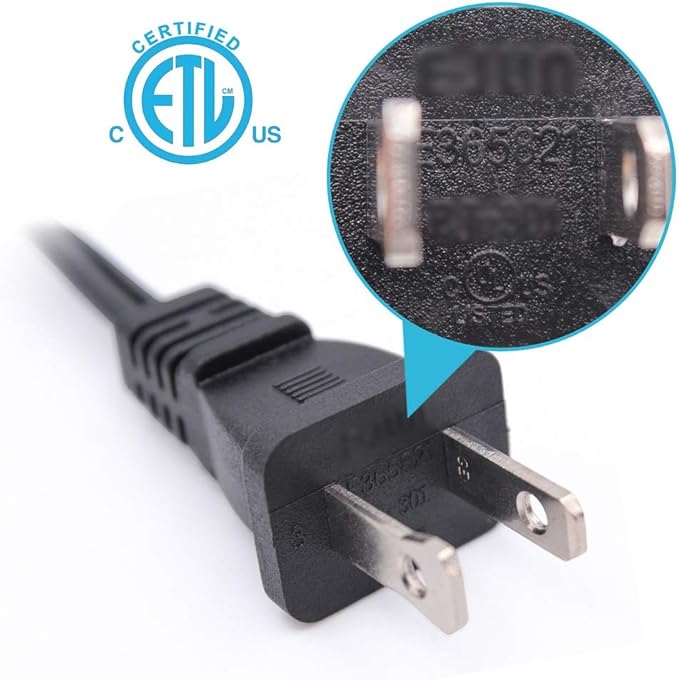 10 FT 2 Prong Extension Cord,Black Extension Cord 10 ft Indoor or Outdoor, Male/Female Power Cable for NEMA 1-15P to NEMA 1-15R,Extension Cable 2 Pack