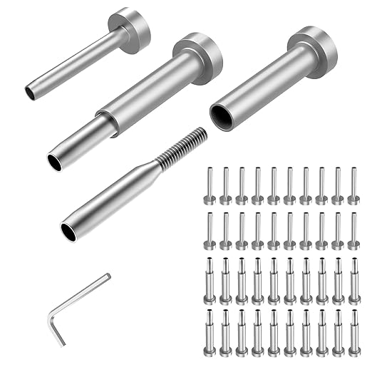 CKE 20 Pairs Invisible Cable Railing Kit, 3/16" Invisible Receiver and Swage Stud End for 2"x2", 4"x4" Wood/Metal Post, T316 Stainless Steel Invisible Deck Stair Cable Railing Hardware Tensioner CR31