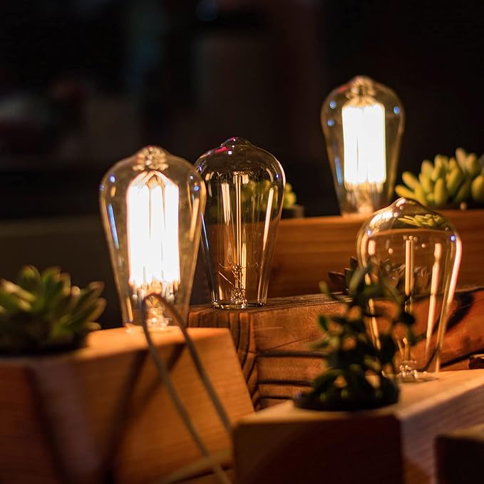 MASTERY MART Dimmable Vintage E26 LED Light Bulb, 2200K Warm White, 5.5W 60W Equivalent, Glass ST19 Antique Edison Style, 400 LM, Decorative Filament Bulb, UL and Energy Star, 10 Pack