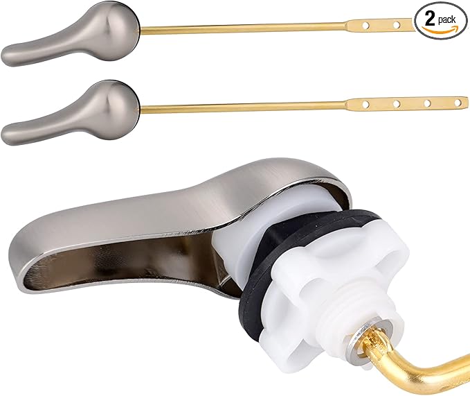 iFealClear 2 Pack Toilet Handle Kit, Universal Front Mount Tank Flush Lever, Solid Brass, Brushed Nickel