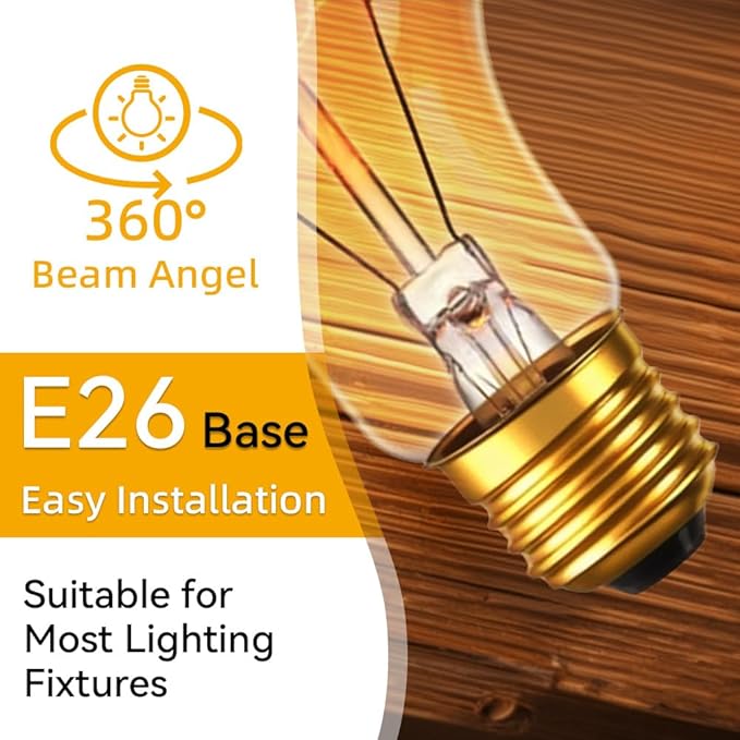 Jslinter Incandescent Light Bulbs 60 Watt Dimmable Bulbs 4 Pack, 2200K A19 Soft Light Bulbs Warm Light, 110v E26 Eecorative Light Bulb, Vintage 230LM Edison Bulb for Bedrooms, Living Rooms