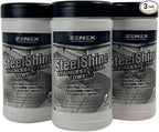 SteelShine Stainless Steel Wipes - Dual-Sided Cleaning Wipes for Metal Surfaces | Remove Smudges, Rust, and Oxidation | Polish and Protect Stainless Steel | 25 Sheets (3 Pack) | Made in USA