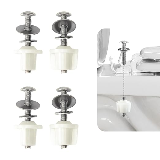 2Pcs Universal Toilet Tank Bolts Nuts, Heavy Duty Toilet Seat Screw Bolt Set, Premium Stainless Steel Hardware with Rubber Washers, Extra Long Nuts Easy Installation (MFL06)